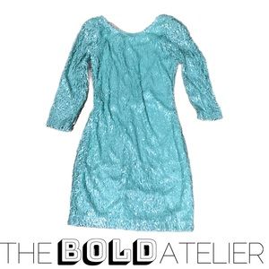 Teal cocktail sequin dress